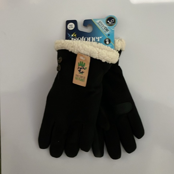 Isotoner black Sherpa lined gloves. Smart touch and smart dri. Macy’s. NWT. - Picture 1 of 3